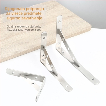 Nerđajući čelični trokutasti nosač za zidnu policu za pohranu, brušena površina, moderan stil