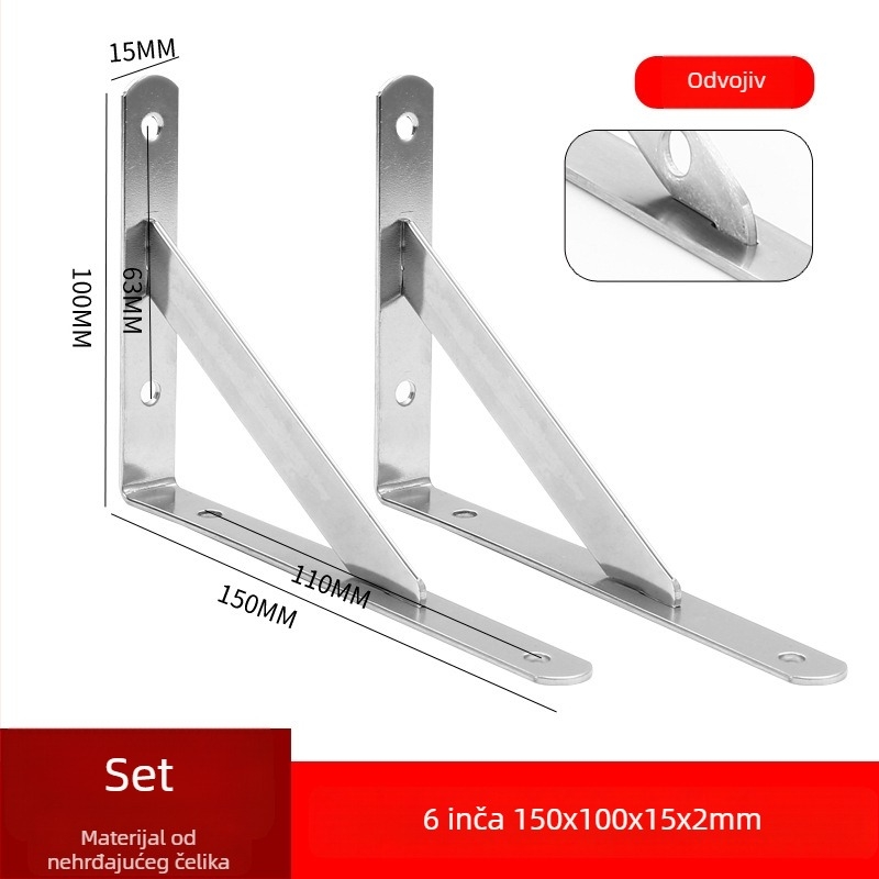 Nerđajući čelični trokutasti nosač za zidnu policu za pohranu, brušena površina, moderan stil