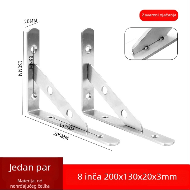 Nerđajući čelični trokutasti nosač za zidnu policu za pohranu, brušena površina, moderan stil