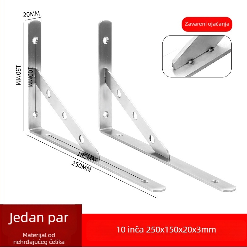 Nerđajući čelični trokutasti nosač za zidnu policu za pohranu, brušena površina, moderan stil