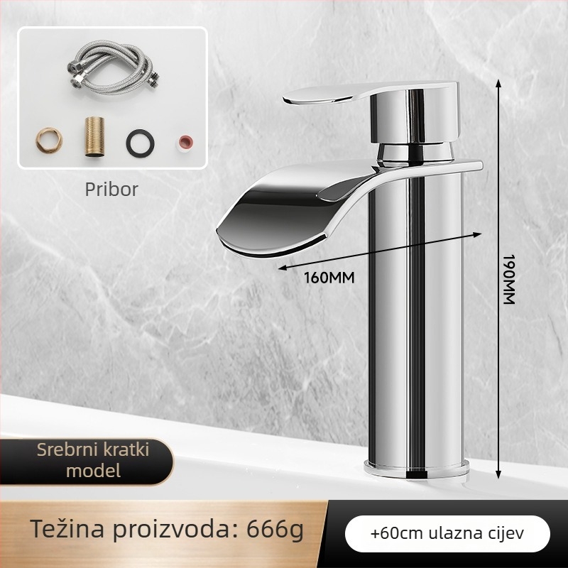 Slavina za umivaonik kupaonici, miješani tip, model 6015, nehrđajući čelik, keramički jezgreni ventil, ulazno-izlazni promjeri 1/2, 3/8, 9/16, CE certifikat