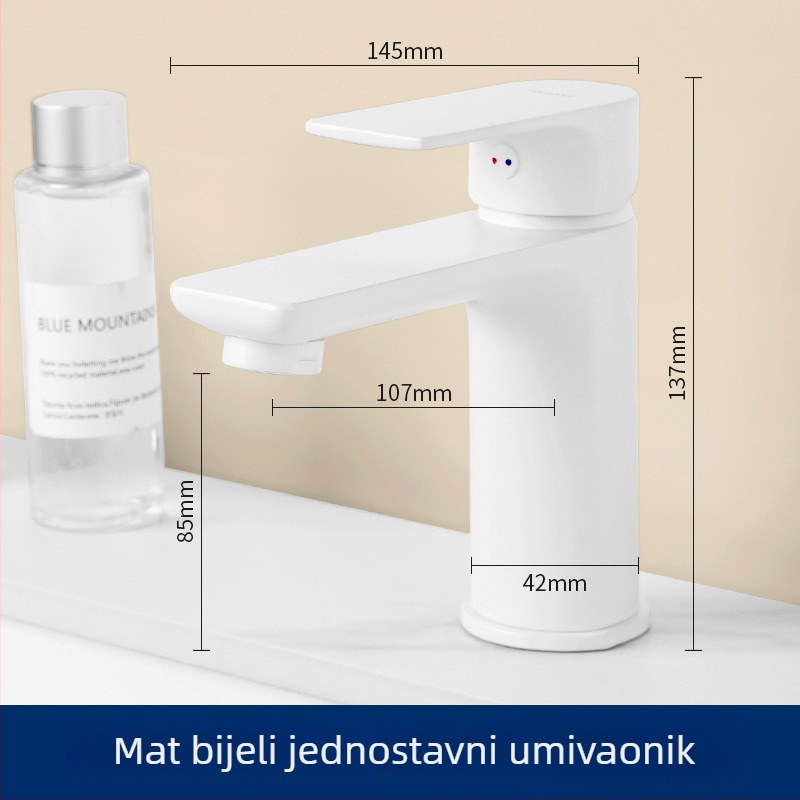 Huayi slavina za umivaonik u kupaonici, mesing tijelo, topla i hladna voda, montaža na jedan otvor, keramički disk ventila, elektropolirana površina