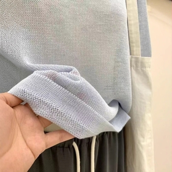 Bluza od konoplje i spandeksa, pleteni model, okrugli izrez, dugi rukavi, tanko tkivo, UPF30+