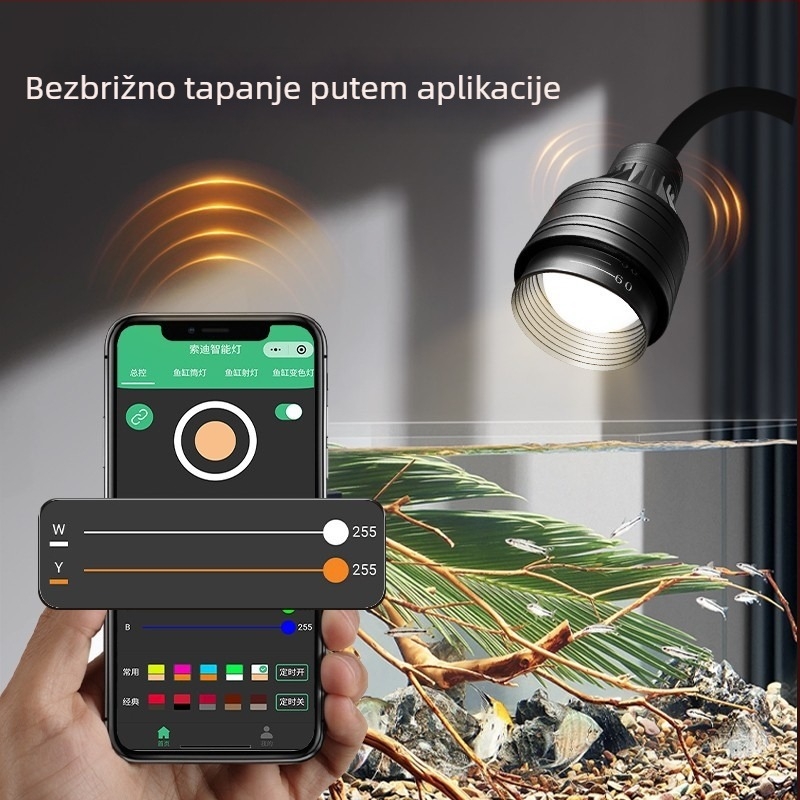 LED klipsa svjetlo za akvarij - aluminijska legura, 5W, tajmer, podesivi fokus, trobojno svjetlo s podešavanjem