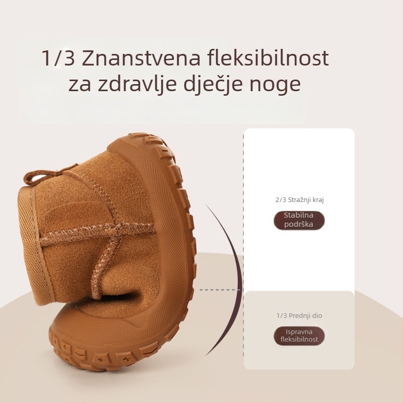 Unisex dječje zimske čizme do gležnja, s flis unutarnjom, gornji dio od nubuka (semiš), vodootporna gumena potplat, zimske gležnjače