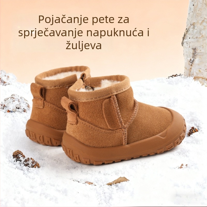Unisex dječje zimske čizme do gležnja, s flis unutarnjom, gornji dio od nubuka (semiš), vodootporna gumena potplat, zimske gležnjače