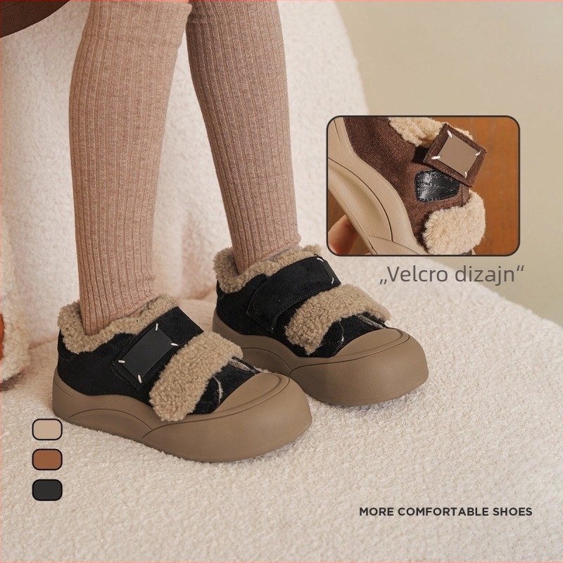 Dječje tenisice za djevojčice zimi s Velcro zatvaračem, fleec‑podstava, gornji dio od Super Fiber, gumeni potplat, debeli dizajn, za uzrast 4–16 godina
