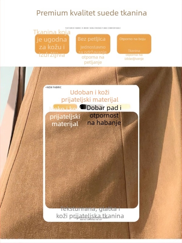 Suknja s fishtailom, duga A-linija silueta, visok pojas (materijal: velur; glavni materijal: polyester 90–95%; mikroelastičnost; duljina: duga)