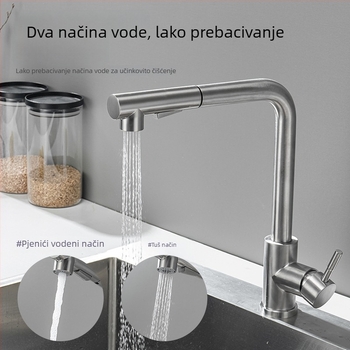 Kuhinjski slavina od nehrđajućeg čelika s izvučnim dijelom, model GQ-325, keramični kartridžni ventil, ulaz 1/2