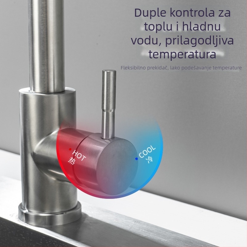 Kuhinjski slavina od nehrđajućeg čelika s izvučnim dijelom, model GQ-325, keramični kartridžni ventil, ulaz 1/2