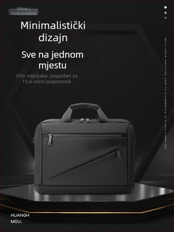 Torba za laptop od Oxford platna za muškarce – gradski minimalistički dizajn, podstava od poliestersko-pamučne tkanine, jednosbojni uzorak, Proljeće 2025