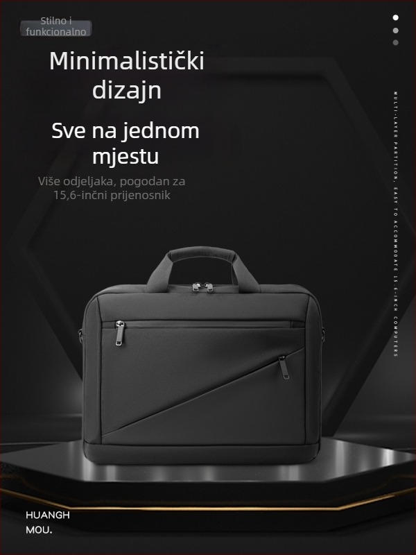 Torba za laptop od Oxford platna za muškarce – gradski minimalistički dizajn, podstava od poliestersko-pamučne tkanine, jednosbojni uzorak, Proljeće 2025