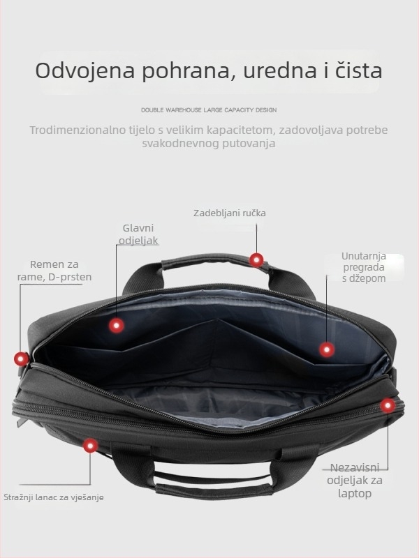 Torba za laptop od Oxford platna za muškarce – gradski minimalistički dizajn, podstava od poliestersko-pamučne tkanine, jednosbojni uzorak, Proljeće 2025