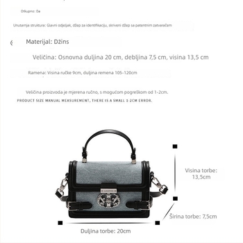 Crossbody torba s teškom vezom, PU materijal, kvadratnog oblika, unutarnja pretinica s laminiranim zatvaračem