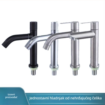 Kran za umivaonik od 304 nehrđajućeg čelika, brušeni završni sloj, hladna voda, podmontiran, keramički mehanizam