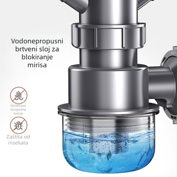Set vodovodnih dijelova za odvod kuhinjskog sudopera – model jednoslojni/dvostruki; materijal: PP i nehrđajući čelik; prilagođivanje obrade: da; stil: moderni minimalizam; tip: povlačenje; marka: Win the bully.