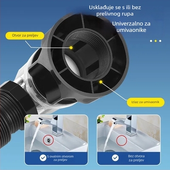Odvod za umivaonik s Flip plate — Basin Water model, PVC materijal, oblik vode njemačkog stila, stil lagani luksuz