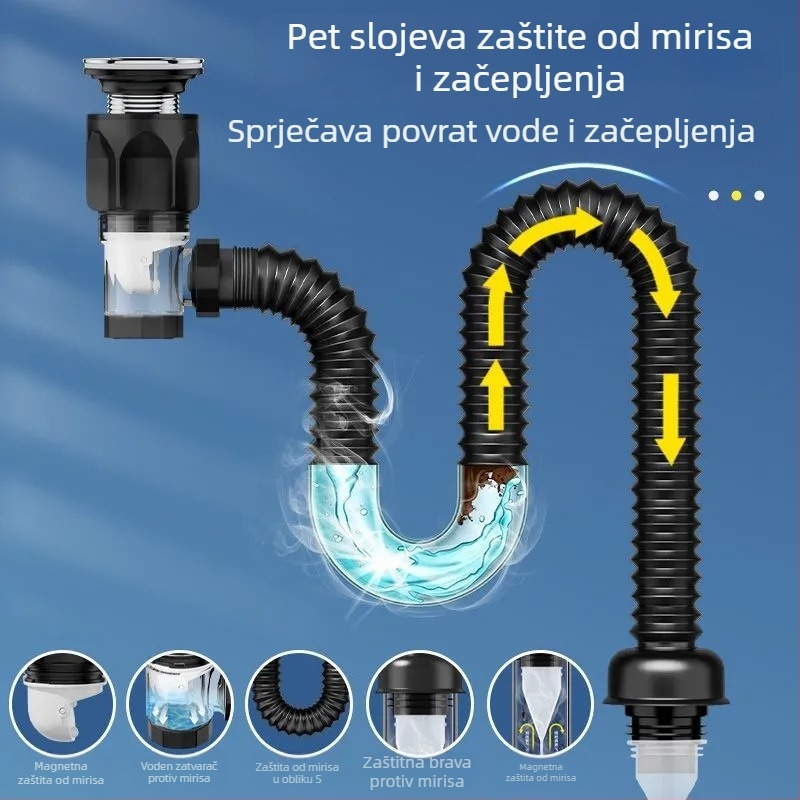 Odvod za umivaonik s Flip plate — Basin Water model, PVC materijal, oblik vode njemačkog stila, stil lagani luksuz