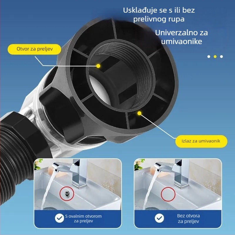 Odvod za umivaonik s Flip plate — Basin Water model, PVC materijal, oblik vode njemačkog stila, stil lagani luksuz
