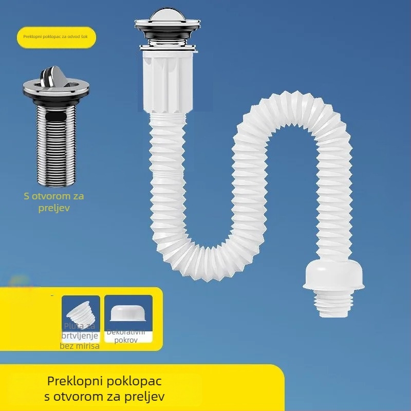 Odvod za umivaonik s Flip plate — Basin Water model, PVC materijal, oblik vode njemačkog stila, stil lagani luksuz