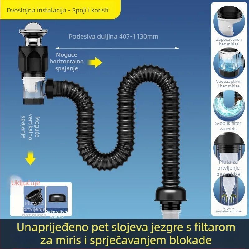 Odvod za umivaonik s Flip plate — Basin Water model, PVC materijal, oblik vode njemačkog stila, stil lagani luksuz