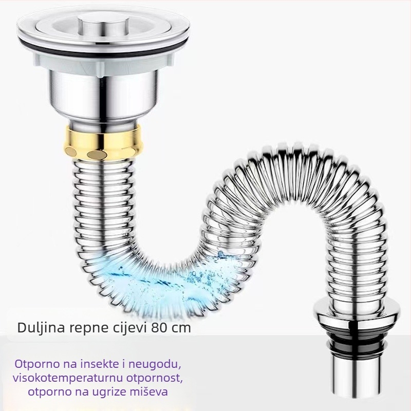 Kuhinjski set odvodnika za kuhinju od nehrđajućeg čelika, dvostruka sudoper, model 008511, polirana površina, zavarena konstrukcija, stil Light Luxury
