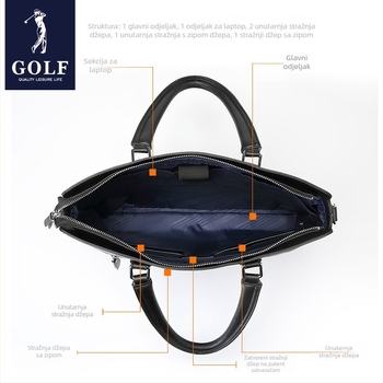 GOLF PVC aktovka za poslovna putovanja, retro otisak