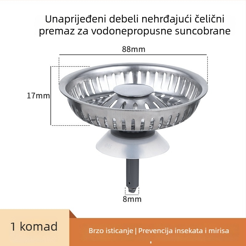 Umivaonički odvodni čep s filtrom, POM plastika, moderni minimalistički stil