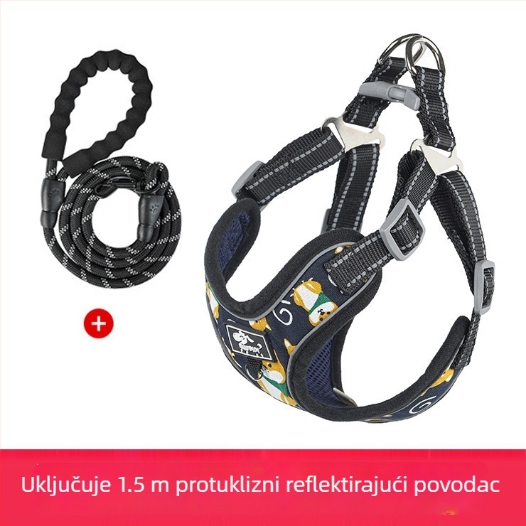 Grudni pojas za pse, podesiv, uže dizajn, poliester (Materijal: Poliester; Kategorija: Grudni pojas; Proširivanje: Da)