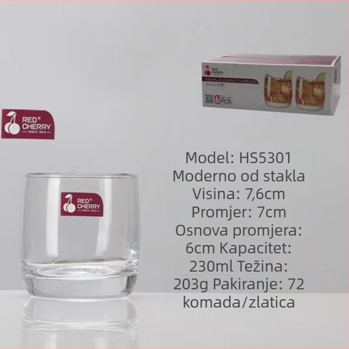 Staklena čašica za ispiranje usta za kućnu upotrebu, moderan minimalistički stil, okrugli oblik, kapica za izravno ispiranje, jednostruka konstrukcija