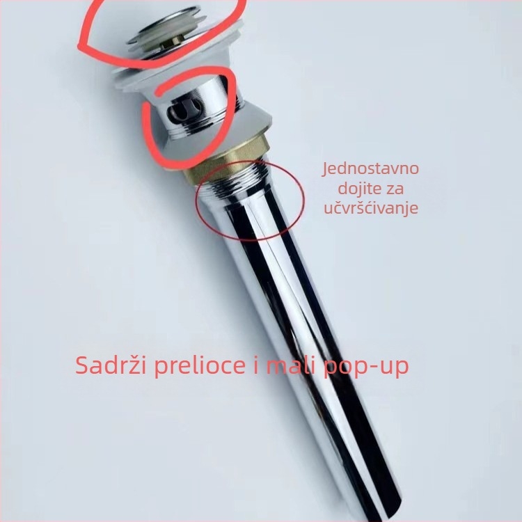 Odtok za kupaonsku umivaonu s pop-up jezgrom, antikni stil, odvod tip push, materijal mesing+ABS