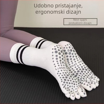 Peto-prstne čarape s podijeljenim prstima, protuklizne, od combed pamuka, srednje dužine tubusa, bezšivne, izrađene s 144 igle.