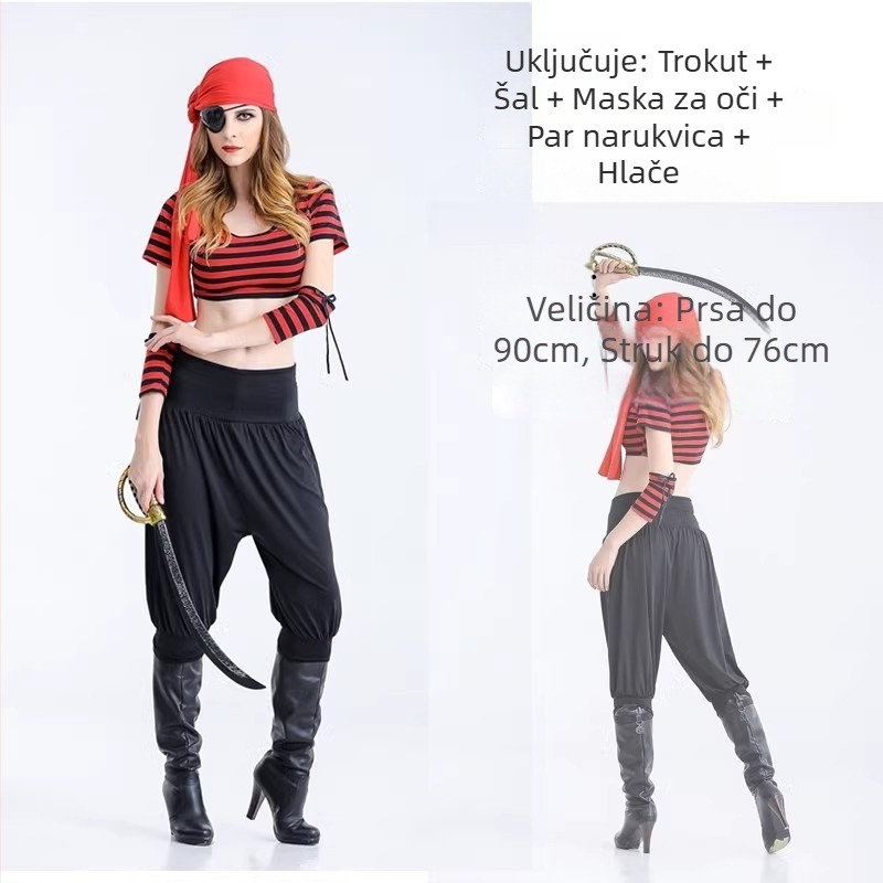 Ženski kostim Karipskog pirata za Halloween – Scenska izvedba, Poliester, 80% Glavni materijal