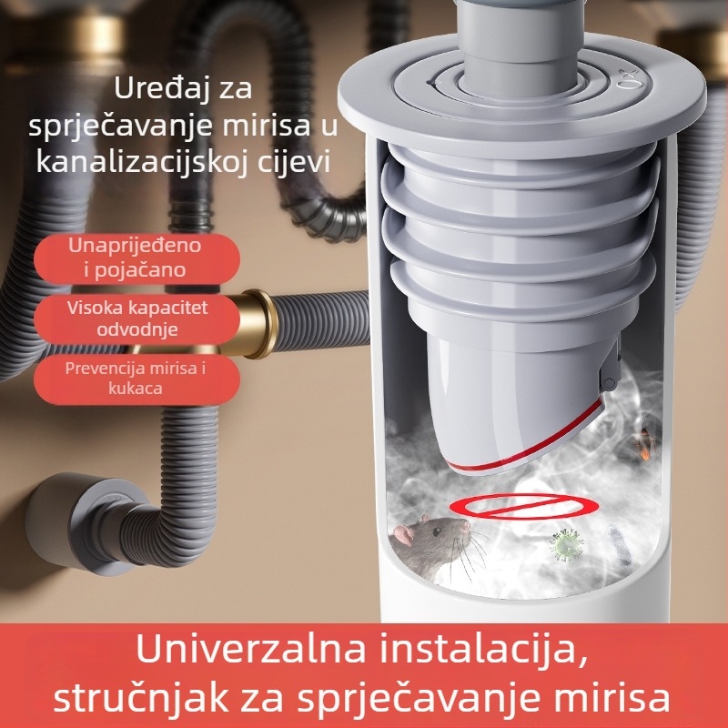 Silikonski zatvarač za odvodnu cijev – otporan na mirise i insekte, za umivaonik i perilicu rublja
