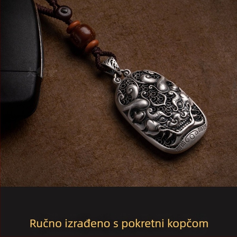 Pixiu auto ključni privjesak, antik završna obrada, konstelacija/zodijak uzorak, Huayule, proljeće 2023