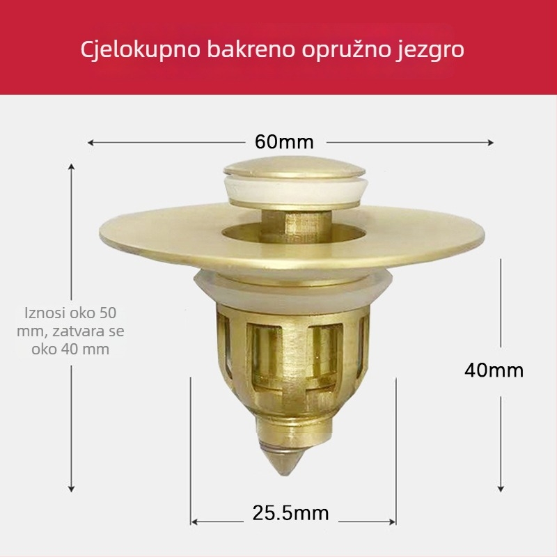 Pop-up odvodnja umivaonika s jezgrom, mesing, brend Win the bully, prilagodba obrade dostupna, licencirana privatna etiketa