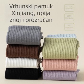 Ženske petoprstne čarape od pamuka, blok uzorak, srednje dužine do potkoljenice, bezšivni prsti