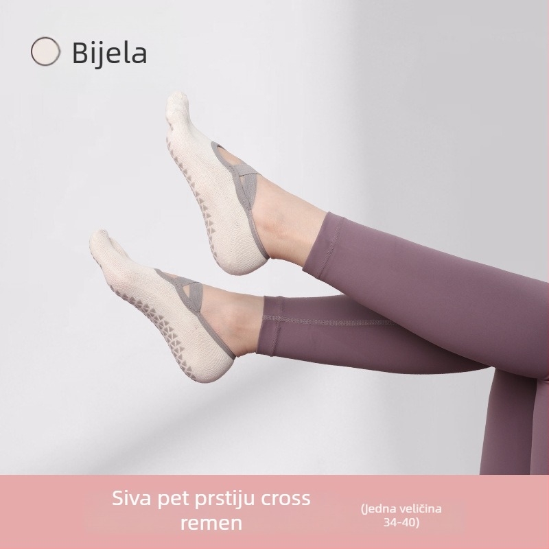 Ženske joga čarape s pet prstiju, nevidljive unutarnje pilates čarape, pamuk 80–90%, protuklizne, upijanje znoja