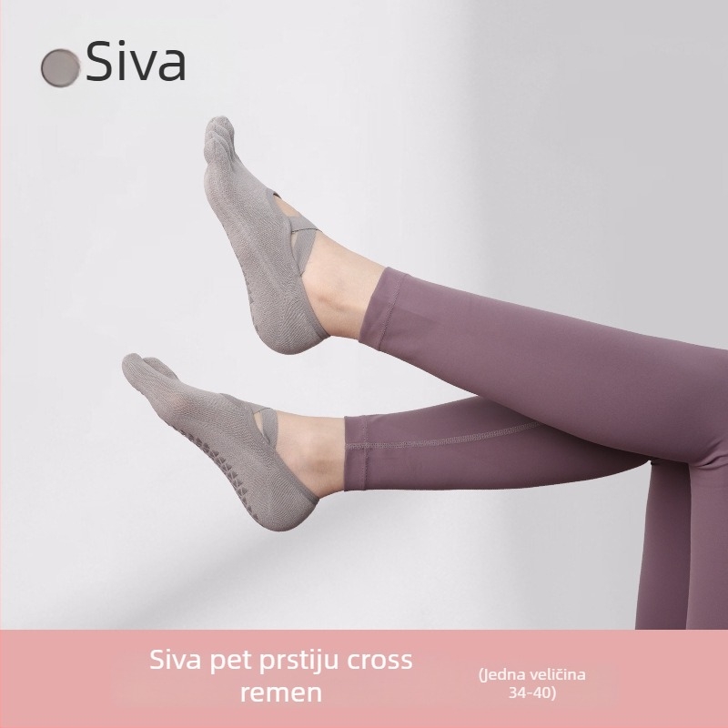 Ženske joga čarape s pet prstiju, nevidljive unutarnje pilates čarape, pamuk 80–90%, protuklizne, upijanje znoja