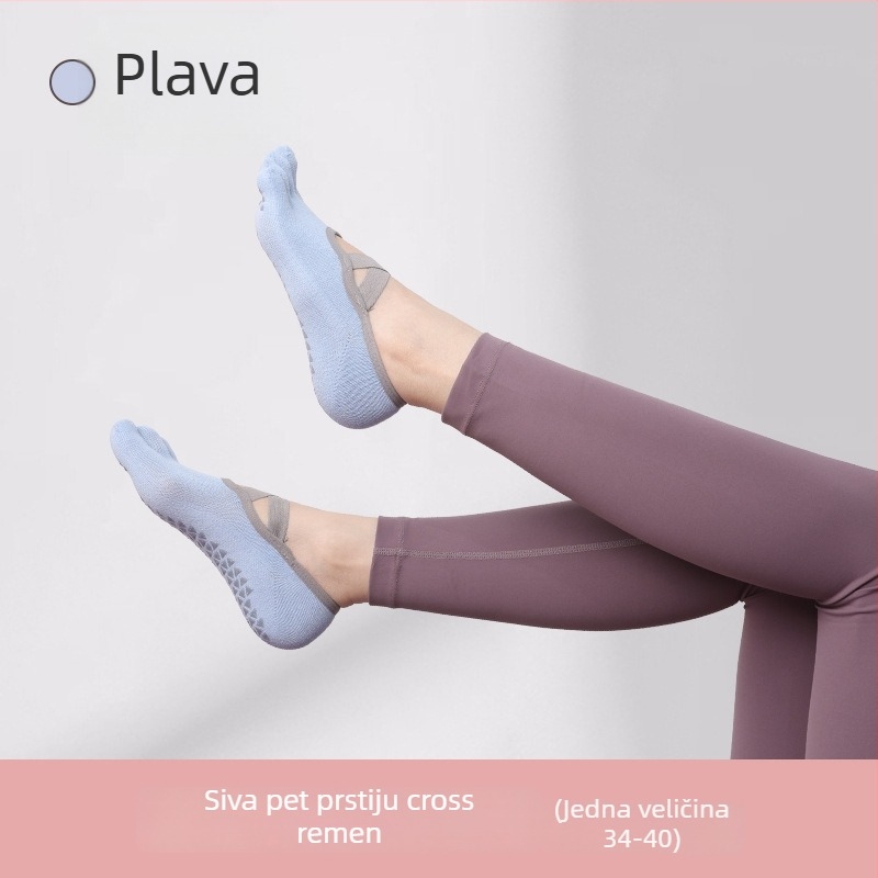 Ženske joga čarape s pet prstiju, nevidljive unutarnje pilates čarape, pamuk 80–90%, protuklizne, upijanje znoja