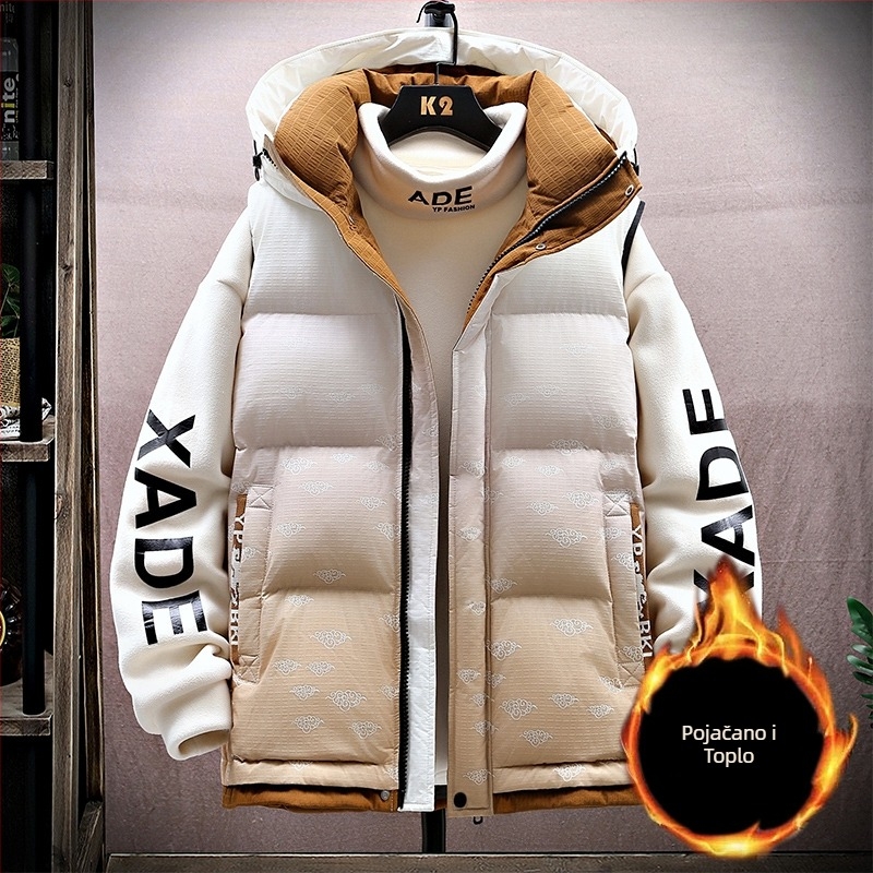 Mladi kapuljačasti prsluk za zimu, zatvarač na zip, geometrijski uzorak, slobodan kroj, glavni materijal: kunićje krzno