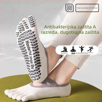 Ženske čarape za jogu protiv klizanja s prstima – nevidljive, s dizajnom pet prstiju, antibakterijske, upijaju znoj, anti-trenje, 90–95% pamuk, bez šavova