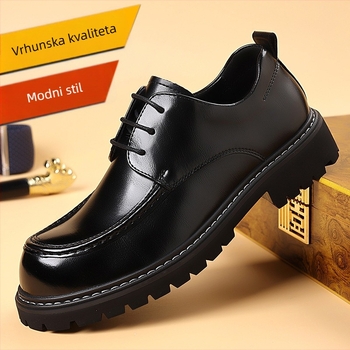 Muške kožne cipele za vezivanje, s debelim đonom, okruglim nosom, niskim gornjim dijelom, gornji materijal: mikrovlaknata koža, potplat: guma