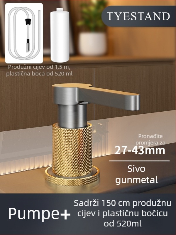 Dozator sapuna za kuhinjski sudoper od čvrstog bakra, produženi pritisni mehanizam i crijevo, model SD-80, CE certifikat