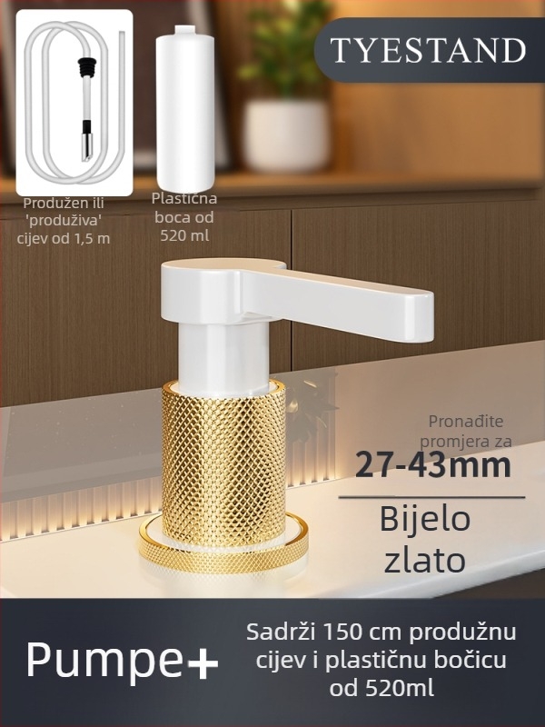 Dozator sapuna za kuhinjski sudoper od čvrstog bakra, produženi pritisni mehanizam i crijevo, model SD-80, CE certifikat
