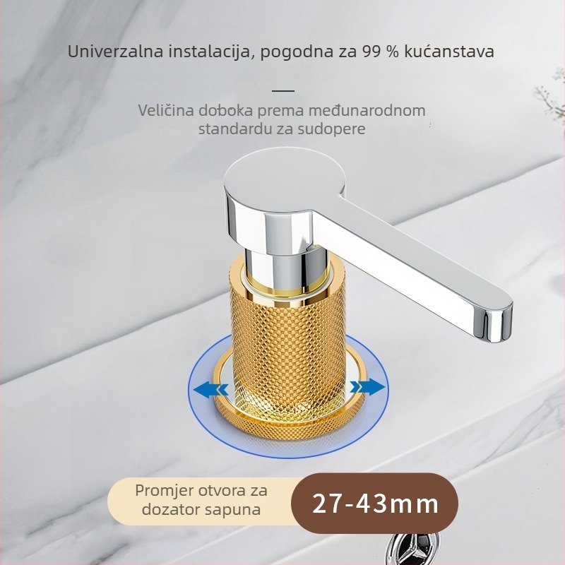 Dozator sapuna za kuhinjski sudoper od čvrstog bakra, produženi pritisni mehanizam i crijevo, model SD-80, CE certifikat