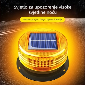 Solarna upozoravajuća svjetiljka za auto s magnetskim montiranjem na krovu – Model A-01, 5W, 5V, 12V, pogodno za automobile, kamione, motocikle, električna vozila