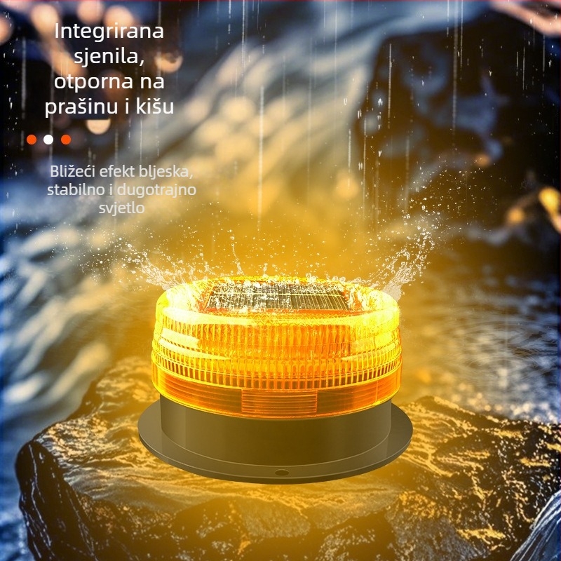 Solarna upozoravajuća svjetiljka za auto s magnetskim montiranjem na krovu – Model A-01, 5W, 5V, 12V, pogodno za automobile, kamione, motocikle, električna vozila