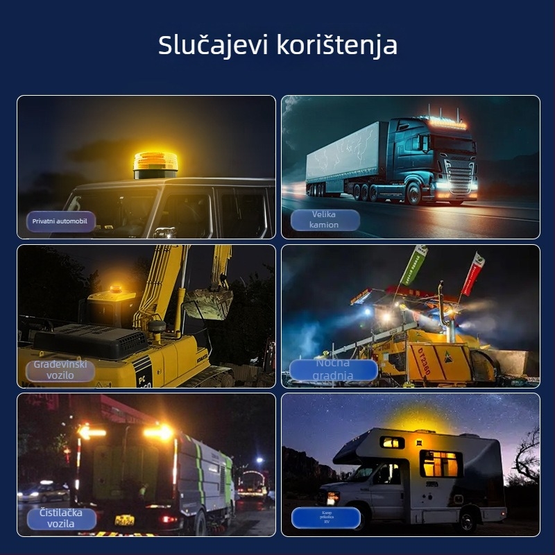 Solarna upozoravajuća svjetiljka za auto s magnetskim montiranjem na krovu – Model A-01, 5W, 5V, 12V, pogodno za automobile, kamione, motocikle, električna vozila
