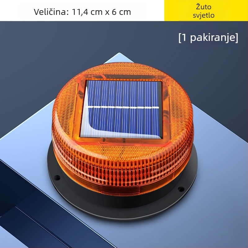 Solarna upozoravajuća svjetiljka za auto s magnetskim montiranjem na krovu – Model A-01, 5W, 5V, 12V, pogodno za automobile, kamione, motocikle, električna vozila